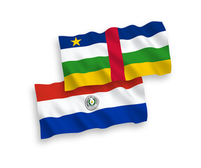 Flags of Central African Republic and Paraguay on a white background