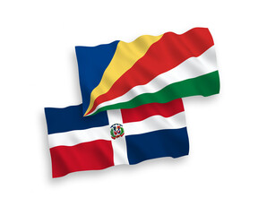 Flags of Dominican Republic and Seychelles on a white background