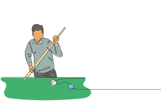 man playing pool, green table, line art clip art preview