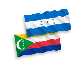 Flags of Union of the Comoros and Honduras on a white background