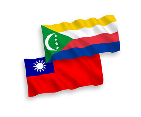 Fototapeta premium Flags of Union of the Comoros and Taiwan on a white background