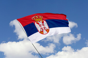 3d illustration. A beautiful view of Serbia flag on a gradient background.