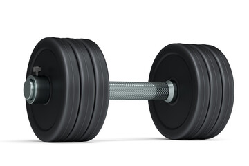 Obraz na płótnie Canvas Metal dumbbell with black disks isolated on white background
