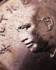 Translation: 2010. 1 one Taiwanese dollar or yuan. Fragment of textured coin. Taiwan money....