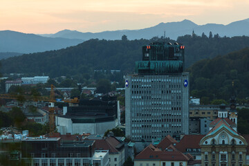 NLB Nova Ljubljanska banka bank towers view from the Ljubljana castle - Ljubljana, Slovenia