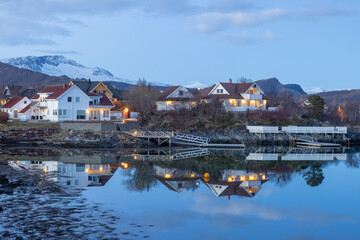 Spring and beautiful evening atmosphere in Brønnøysund,Helgeland,Northern Norway,scandinavia,Europe