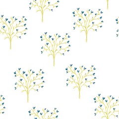 abstract floral background. Seamless pattern with floral ornament. Pattern in yellow and blue colors. Floral ornament. Pattern for textiles, interiors, wallpaper, clothing and other accessories.