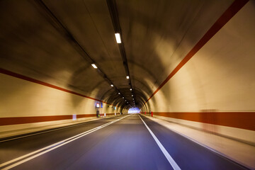 Empty Modern Tunnel in Vanishing Point Perspective