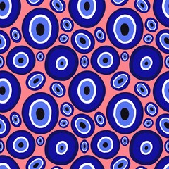 Summer seamless magic evil eye pattern for fabrics and packaging and gifts and cards and linens and wrapping paper