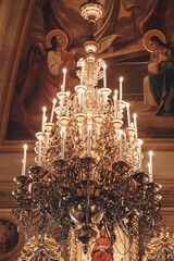 incredibly large and beautiful chandelier in one of the churches