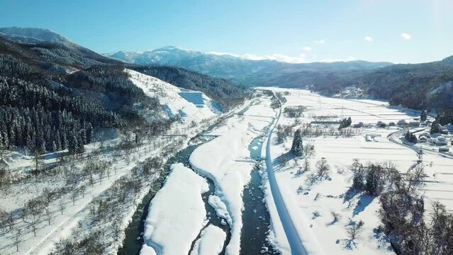 【山形】立谷沢川の冬景色