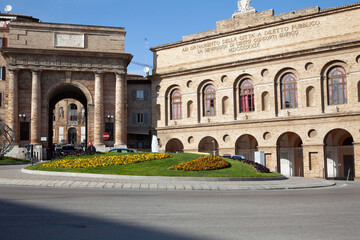 Obraz premium Entering Macerata City Marche Italy - Left Music Medieval Theatre