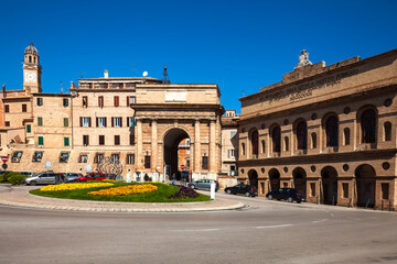 Macerata Marche Italy - Main City gate and Sferisterio Medieval Theatre