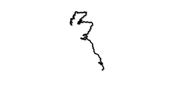 Self drawing animation of Great Britain map outline. Line art. British territory outline.