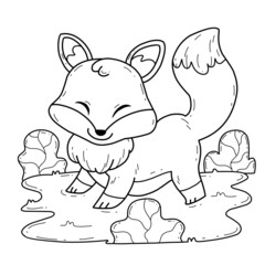 Fototapeta premium animals coloring book alphabet. Isolated on white background. Vector cartoon fox.