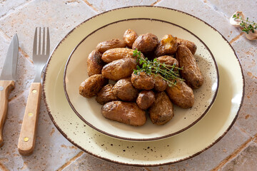 new potatoes in a dish on a table
