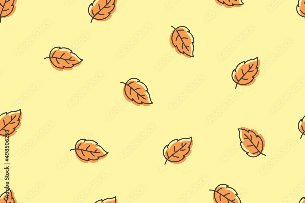 Poster editable poplar leaf seamless vector pattern with modern style