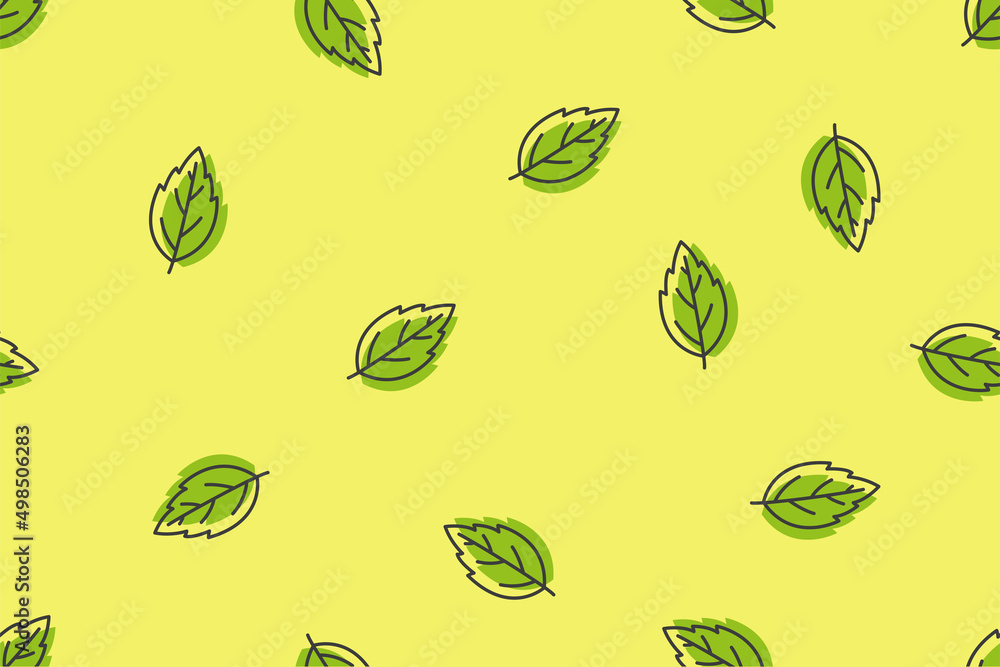 Poster editable poplar leaf seamless vector pattern with modern style