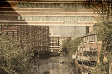 Leipzig former factory - retro grunge style photo