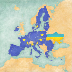 Map of Europe - Ukraine and EU - obrazy, fototapety, plakaty