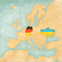 Map of Europe - Ukraine and Germany