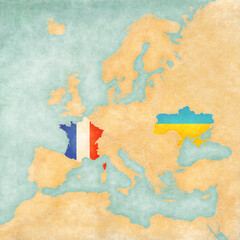 Map of Europe - Ukraine and France