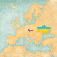 Map of Europe - Ukraine and Czech Republic