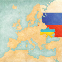 Map of Europe - Ukraine and Russia