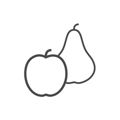 Vector linear icon with apple and pear
