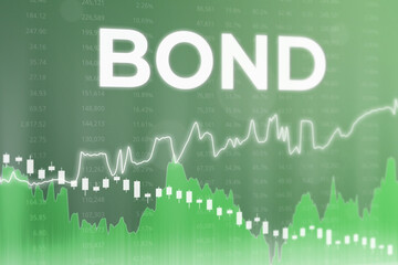 Obraz premium Word Bond on green finance background. 3D render. Global economy concept