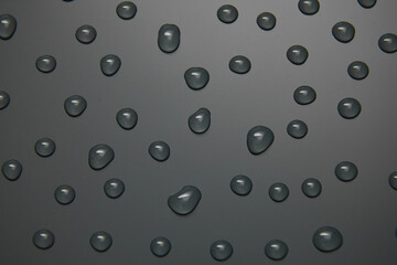 Abstract water drops on grey background, macro, Bubbles close up