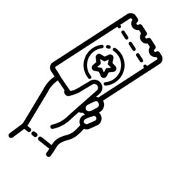 Ticket In Hand Flat Icon Isolated On White Background
