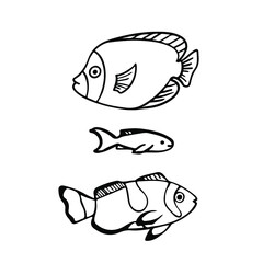 Vector set of oceanic fishes.