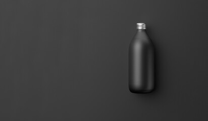 Black opaque bottle or flask on a dark background. layout or template. 3D render
