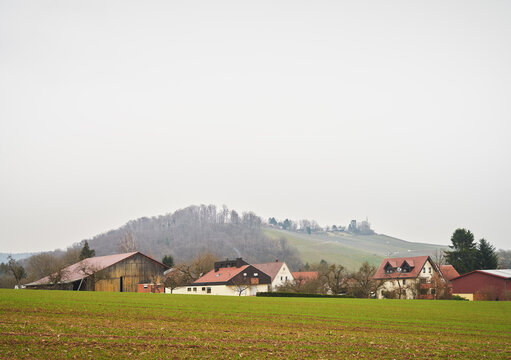 the village Ein&ouml;d near Aspach on a misty day