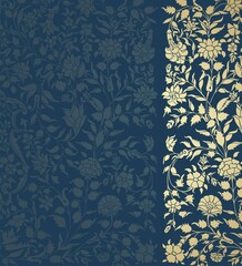 wedding card design, traditional paisley floral pattern , royal India	
