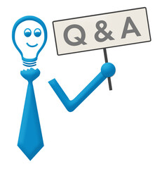 Q And A - Questions And Answers Bulb With Necktie Holding Signboard 