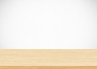 Empty brown wood table top on gray background