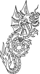 Dragon Traditional Tattoo Stencil Lines Vinyl Cutter Stamp Transfer