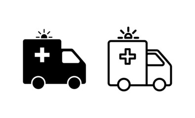 Ambulance icon vector. ambulance truck sign and symbol. ambulance car