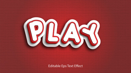 Play 3d text effect design which can be used for social media post flyer banner poster in red white
