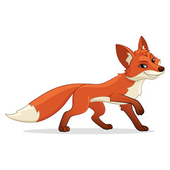 Obraz premium Fox in cartoon style. Fox vector illustration, character design.