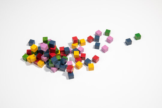 Colorful blocks on a white table