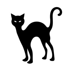 Black magic cat. Mystic esoteric symbol. Witch's pet. Vector illustration.