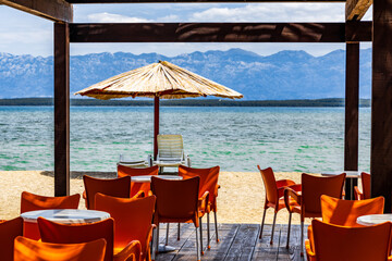 Cafe on the beach, Mediterranean Sea, Croatia