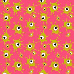 Kids seamless aliens monsters pattern for wrapping paper and gifts and cards and textiles and packaging and hobbies