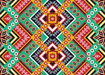 Geometric ethnic flower pattern for background,fabric,wrapping,clothing,wallpaper,Batik,carpet,embroidery style.