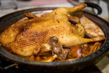 A delicious Chinese home-style dish, steamed duck with taro