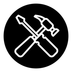 Hammer And Screwdriver Flat Icon Isolated On White Background
