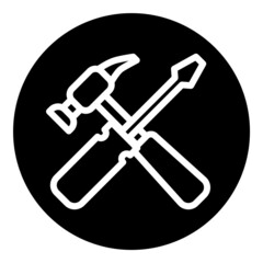 Hammer And Screwdriver Flat Icon Isolated On White Background